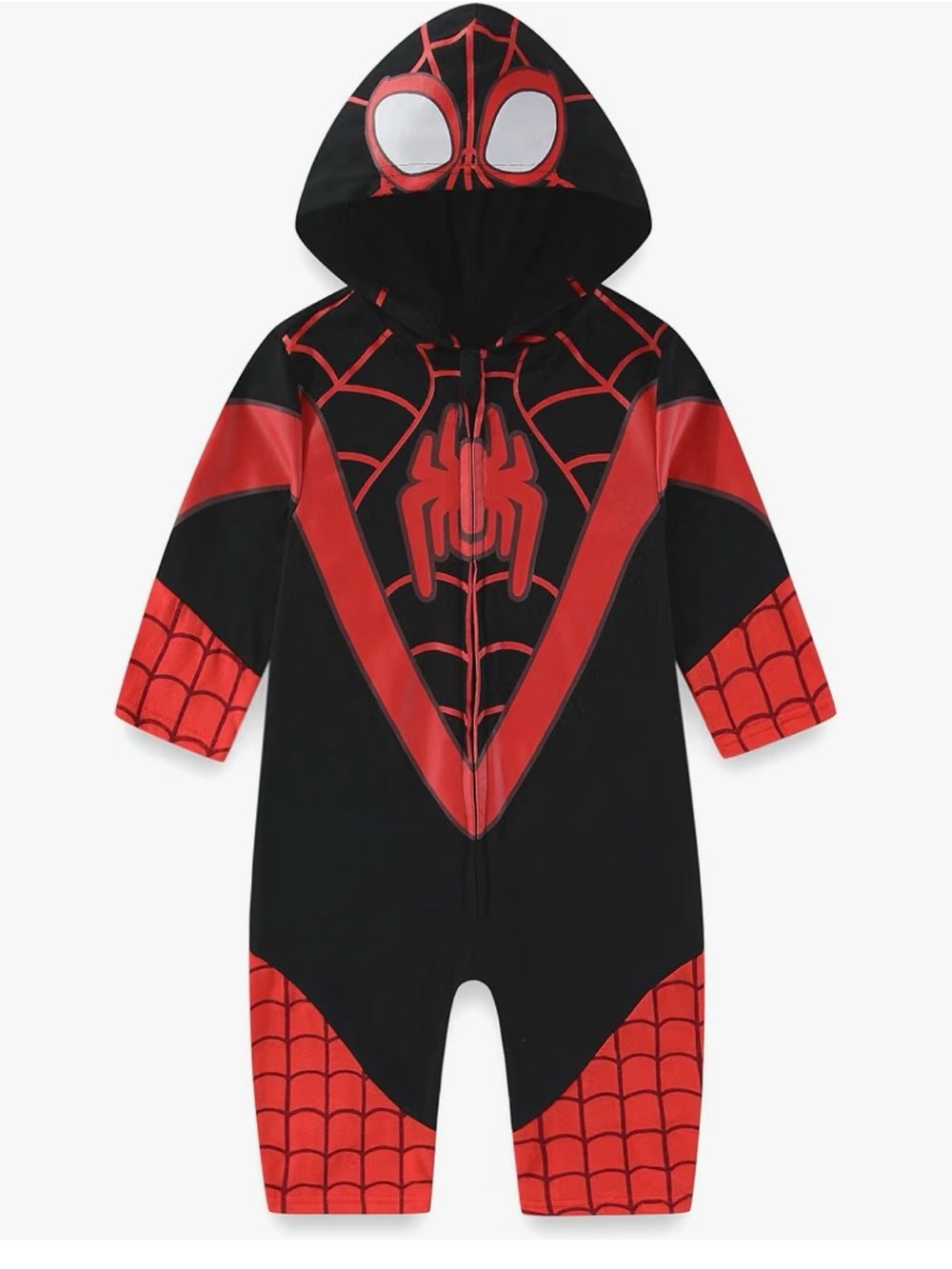 Marvel Kids Red & Black Spiderman Hooded Costume Onesie